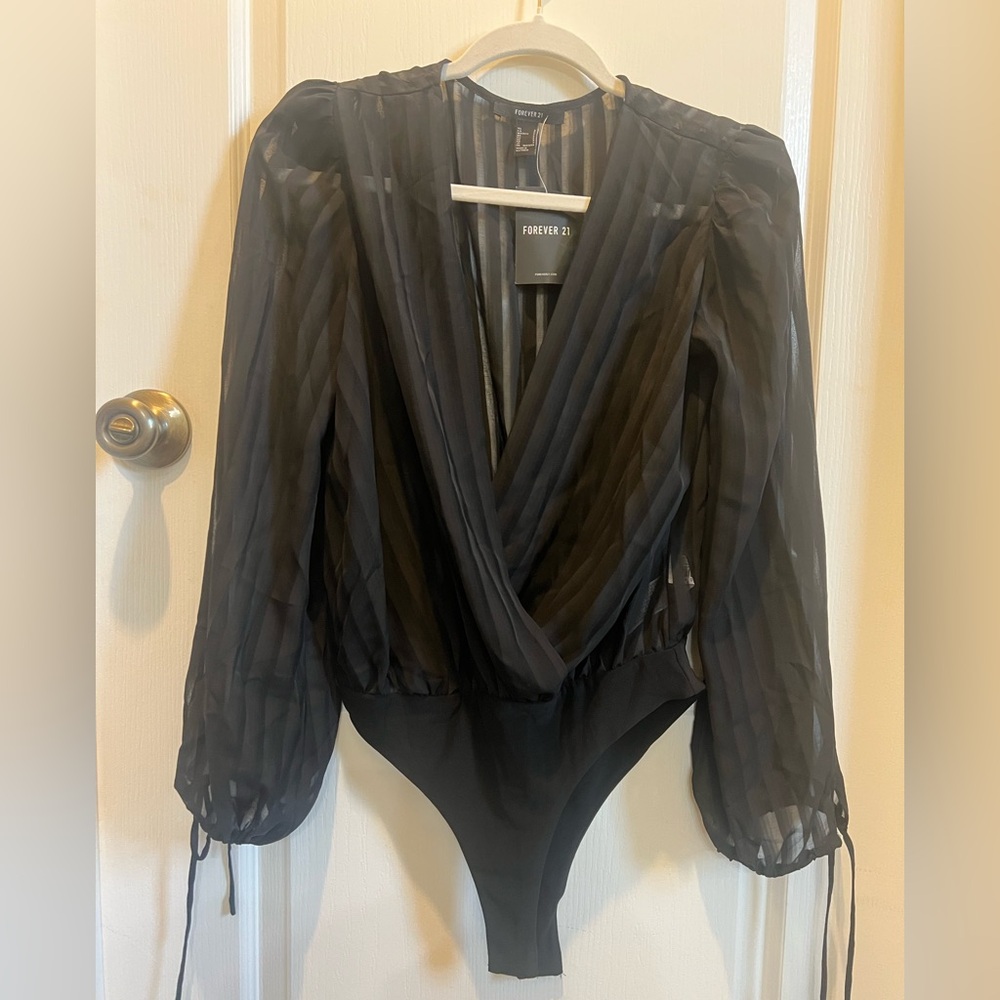 Forever 21 Black Sheer Bodysuit
